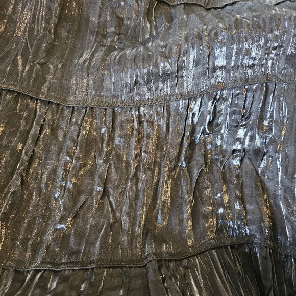 Y2K Womens Maxi Skirt Black Tiered Crinkle Irresdescent Whimsigoth Size M 8 10 - Picture 7 of 10